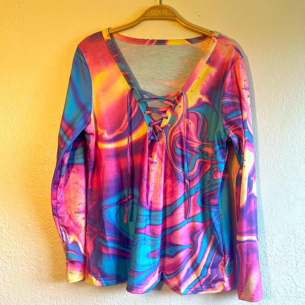 M Long Sleeve Pink Tie Dye